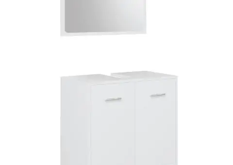 Set de mobilier de baie, alb, lemn prelucrat - 2/5