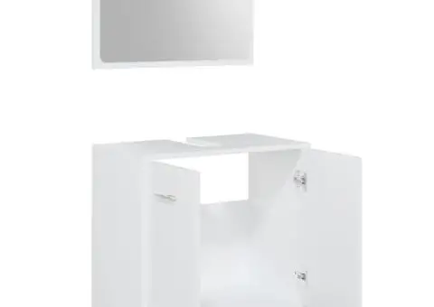 Set de mobilier de baie, alb, lemn prelucrat - 3/5