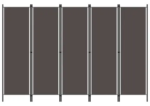 Paravan de cameră cu 5 panouri, antracit, 250 x 180 cm - 1/5