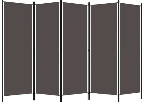 Paravan de cameră cu 5 panouri, antracit, 250 x 180 cm - 2/5