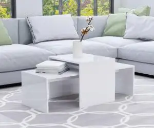 vidaXL Set măsuțe cafea, alb extralucios, 100x48x40 cm, lemn prelucrat