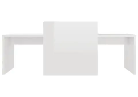 Set măsuțe cafea, alb extralucios, 100x48x40 cm, lemn prelucrat - 4/5