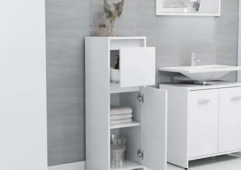 Dulap de baie, alb, 30x30x95 cm, lemn prelucrat - 3/5