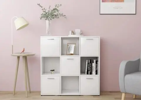 Bibliotecă, alb, 90x30x90 cm, lemn prelucrat - 1/5