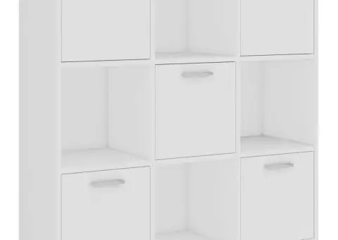 Bibliotecă, alb, 90x30x90 cm, lemn prelucrat - 2/5