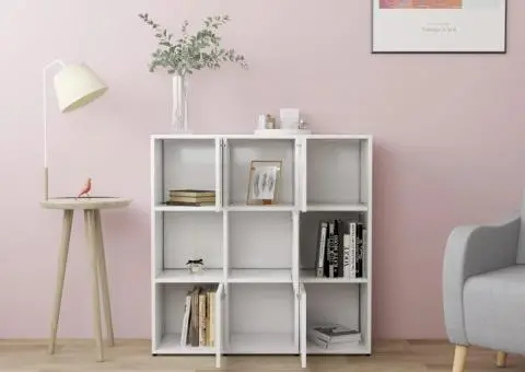 Bibliotecă, alb, 90x30x90 cm, lemn prelucrat - 3/5