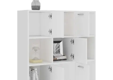 Bibliotecă, alb, 90x30x90 cm, lemn prelucrat - 4/5