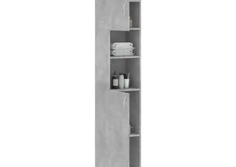Dulap de baie, gri beton, 32 x 25,5 x 190 cm, lemn prelucrat - 4/5