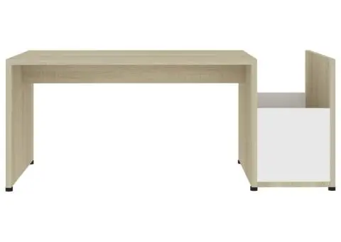 Măsuță de cafea, alb/stejar sonoma, 90x45x35 cm, lemn prelucrat - 4/5