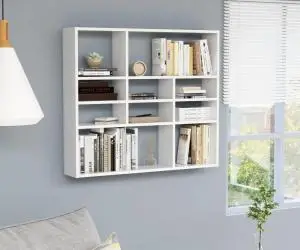 vidaXL Raft de perete, alb extralucios, 90x16x78 cm, lemn prelucrat