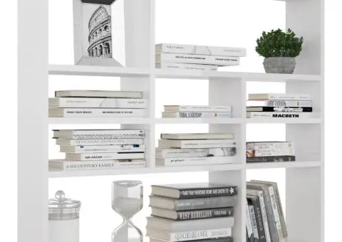 Raft de perete, alb extralucios, 90x16x78 cm, lemn prelucrat - 3/5