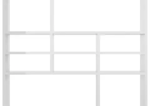 Raft de perete, alb extralucios, 90x16x78 cm, lemn prelucrat - 4/5