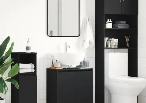 Dulap de baie, negru, 60x33x61 cm, lemn prelucrat - 1/5