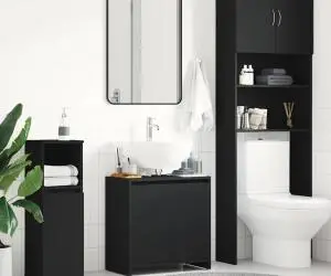 vidaXL Dulap de baie, negru, 60x33x61 cm, lemn prelucrat