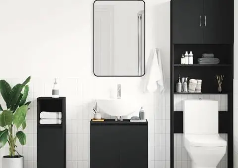 Dulap de baie, negru, 60x33x61 cm, lemn prelucrat - 3/5