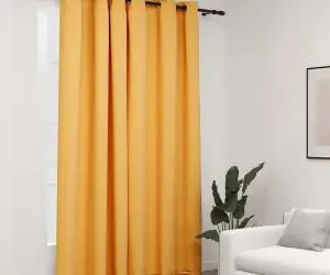 vidaXL Perdea opacă, aspect pânză, cu ocheți, galben, 290x245 cm