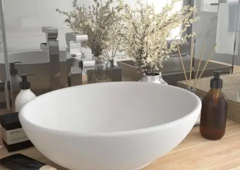 Chiuvetă de lux, alb mat, 40 x 33 cm, ceramică, formă ovală - 1/5