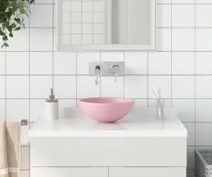 vidaXL Chiuvetă de baie, roz mat, ceramică, rotund