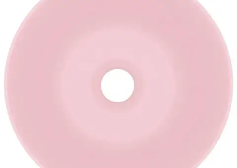 Chiuvetă de baie, roz mat, ceramică, rotund - 4/5