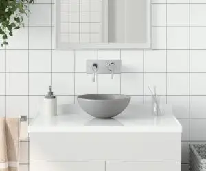 vidaXL Chiuvetă de baie, gri deschis, ceramică, rotund