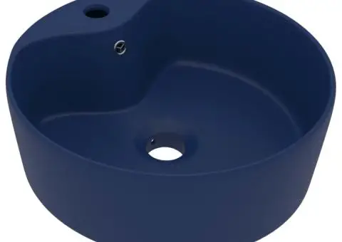 Chiuvetă de lux cu preaplin, albastru mat, 36 x 13 cm, ceramică - 2/5