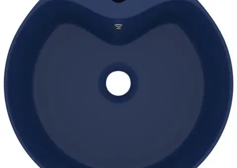 Chiuvetă de lux cu preaplin, albastru mat, 36 x 13 cm, ceramică - 3/5