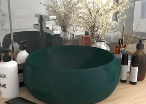 Chiuvetă baie lux verde închis mat 40x15 cm ceramică rotund - 1/5