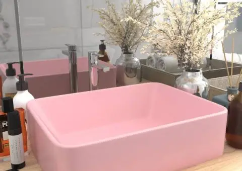 Chiuvetă de baie lux, roz mat, 41 x 30 x 12 cm, ceramică - 1/5