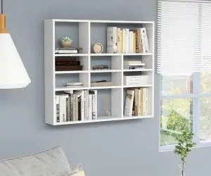 vidaXL Raft de perete, alb, 90x16x78 cm, lemn prelucrat