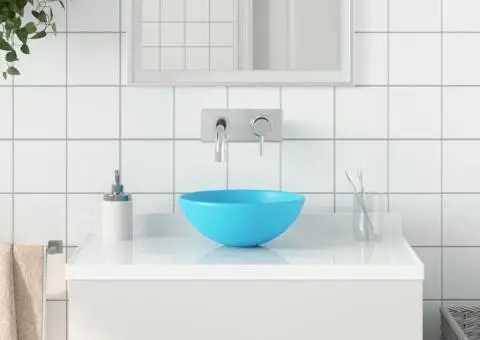 Chiuvetă de baie, verde deschis, ceramică, rotund - 1/5