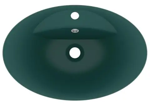 Chiuvetă lux preaplin verde închis mat 58,5x39 cm ceramică oval - 4/5