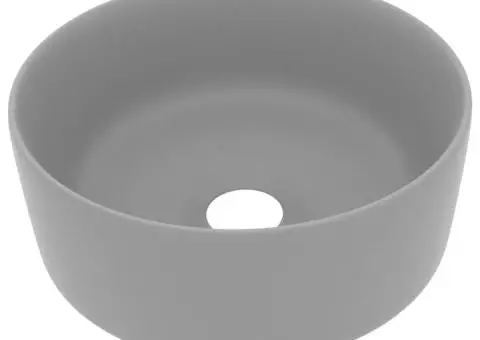 Chiuvetă baie lux gri deschis mat 40x15 cm ceramică rotund - 2/5