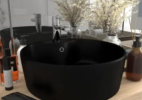 Chiuvetă de lux cu preaplin, negru mat, 36 x 13 cm, ceramică - 1/5