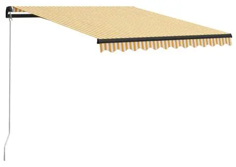 Copertină retractabilă manual, galben și alb, 300 x 250 cm - 1/5