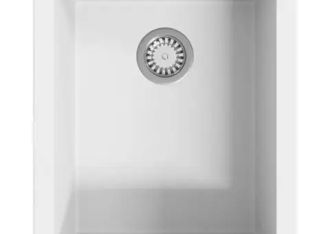 Chiuvetă de bucătărie cu orificiu de preaplin, alb, granit - 2/5