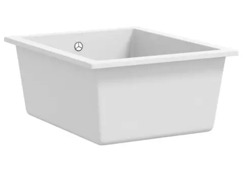 Chiuvetă de bucătărie cu orificiu de preaplin, alb, granit - 3/5