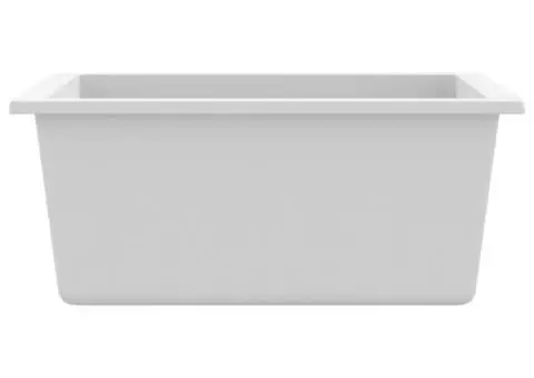 Chiuvetă de bucătărie cu orificiu de preaplin, alb, granit - 5/5