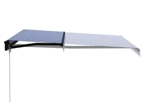 Copertină retractabilă manual, albastru și alb, 300 x 250 cm - 2/5