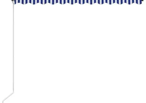 Copertină retractabilă manual, albastru și alb, 300 x 250 cm - 4/5