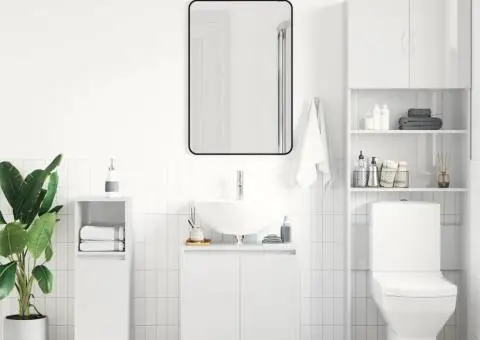 Dulap de baie, alb extralucios, 60x33x61 cm, lemn prelucrat - 3/5