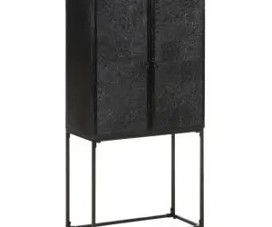 vidaXL Servantă, negru, 60x30x120 cm, lemn masiv de acacia & mango