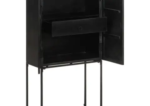 Servantă, negru, 60x30x120 cm, lemn masiv de acacia & mango - 2/5