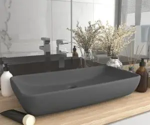 vidaXL Chiuvetă de lux gri închis mat 71x38 cm ceramică dreptughiular