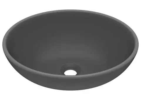 Chiuvetă de lux, gri închis mat, 40x33cm, ceramică, formă ovală - 2/5