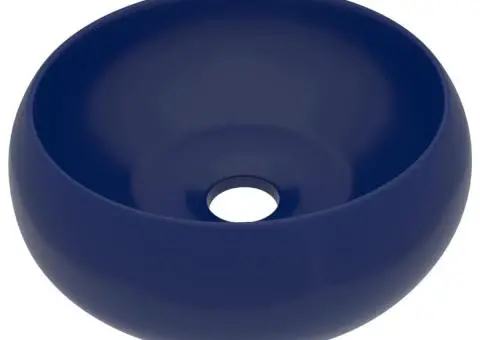 Chiuvetă baie lux albastru închis mat 40x15 cm ceramică rotund - 2/5