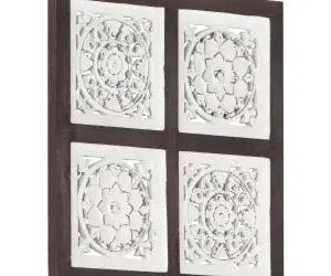 vidaXL Panouri perete sculptate manual, maro/alb, 40x40x1,5 cm, MDF
