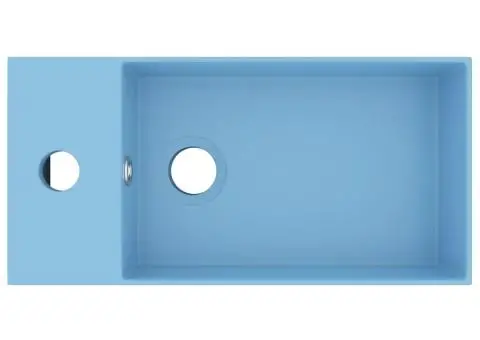 Chiuvetă de baie cu preaplin, albastru deschis, ceramică - 3/5