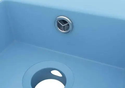 Chiuvetă de baie cu preaplin, albastru deschis, ceramică - 5/5