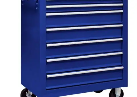 Cărucior de scule pentru atelier cu 7 sertare, albastru - 1/5