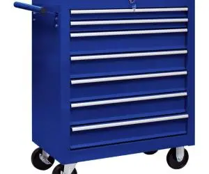 vidaXL Cărucior de scule pentru atelier cu 7 sertare, albastru